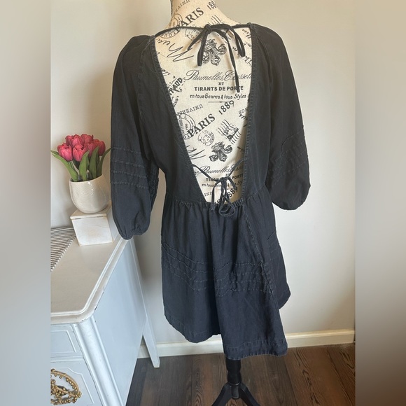 Free People Black Mini Babydoll Dress Size Medium - Picture 4 of 6